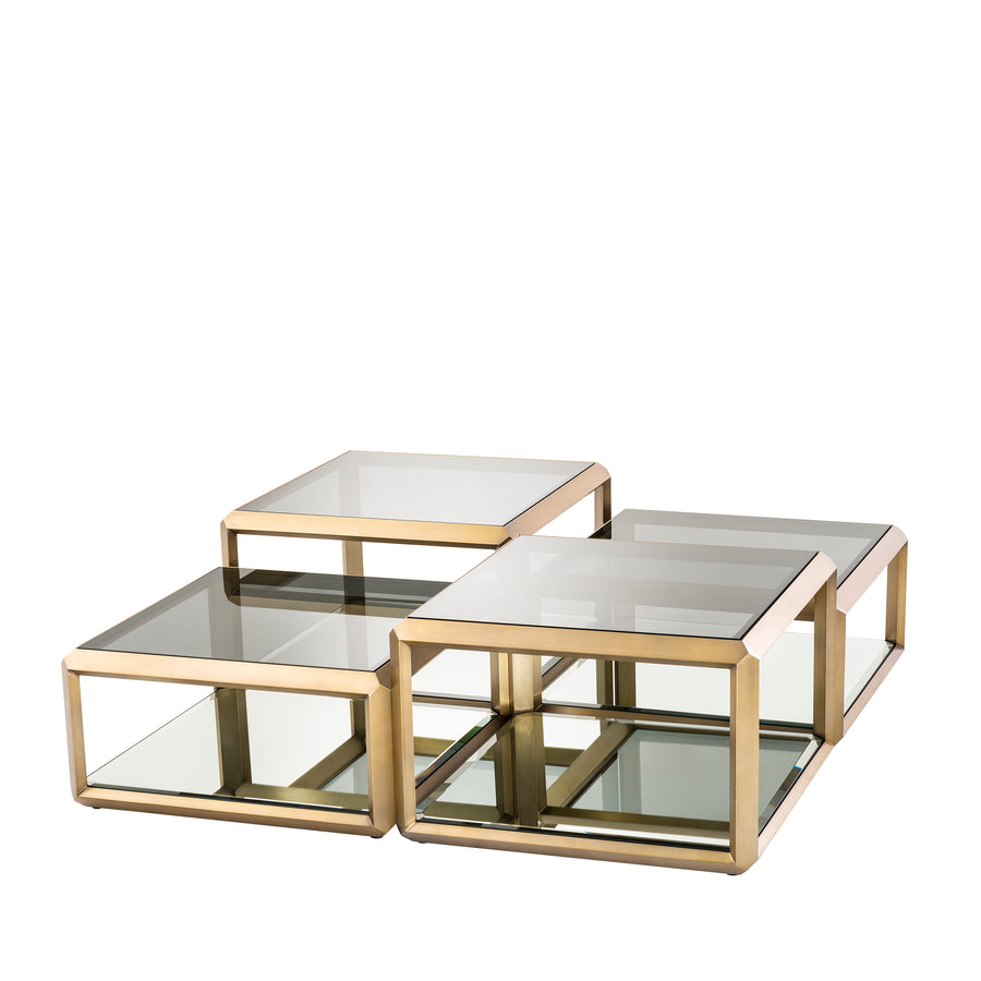 Eichholtz Callum Coffee Table, brushed brass finish, set of 4 pcs.