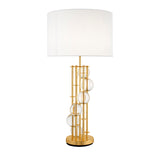 Lampa stołowa Eichholtz Lorenzo, złote wykończenie, zawiera klosz