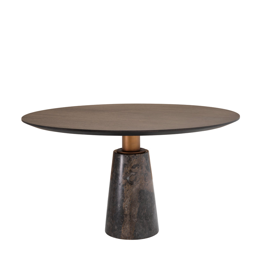 Eichholtz Genova dining table, simple mocha crown oak veneer