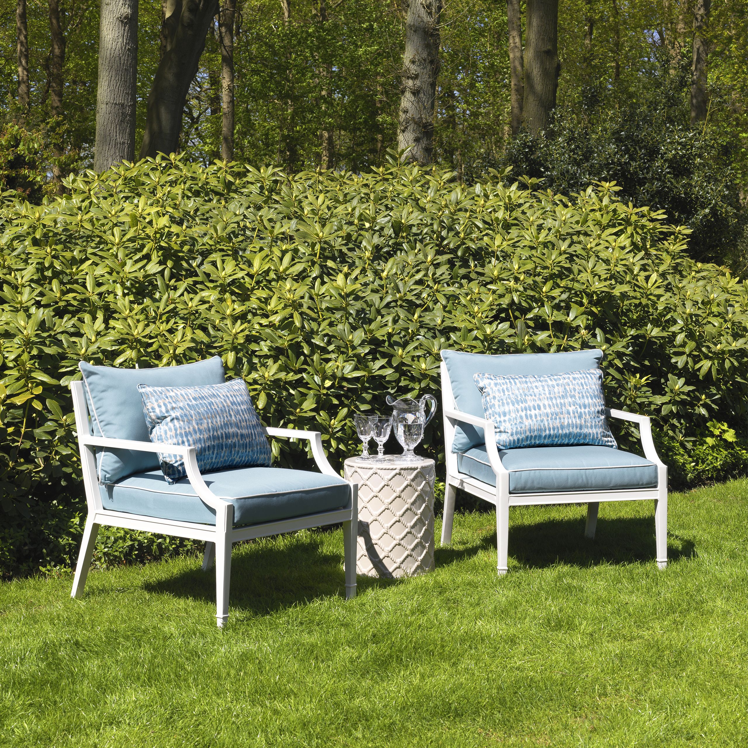 Sunbrella mineral blue | Białe wykończenie