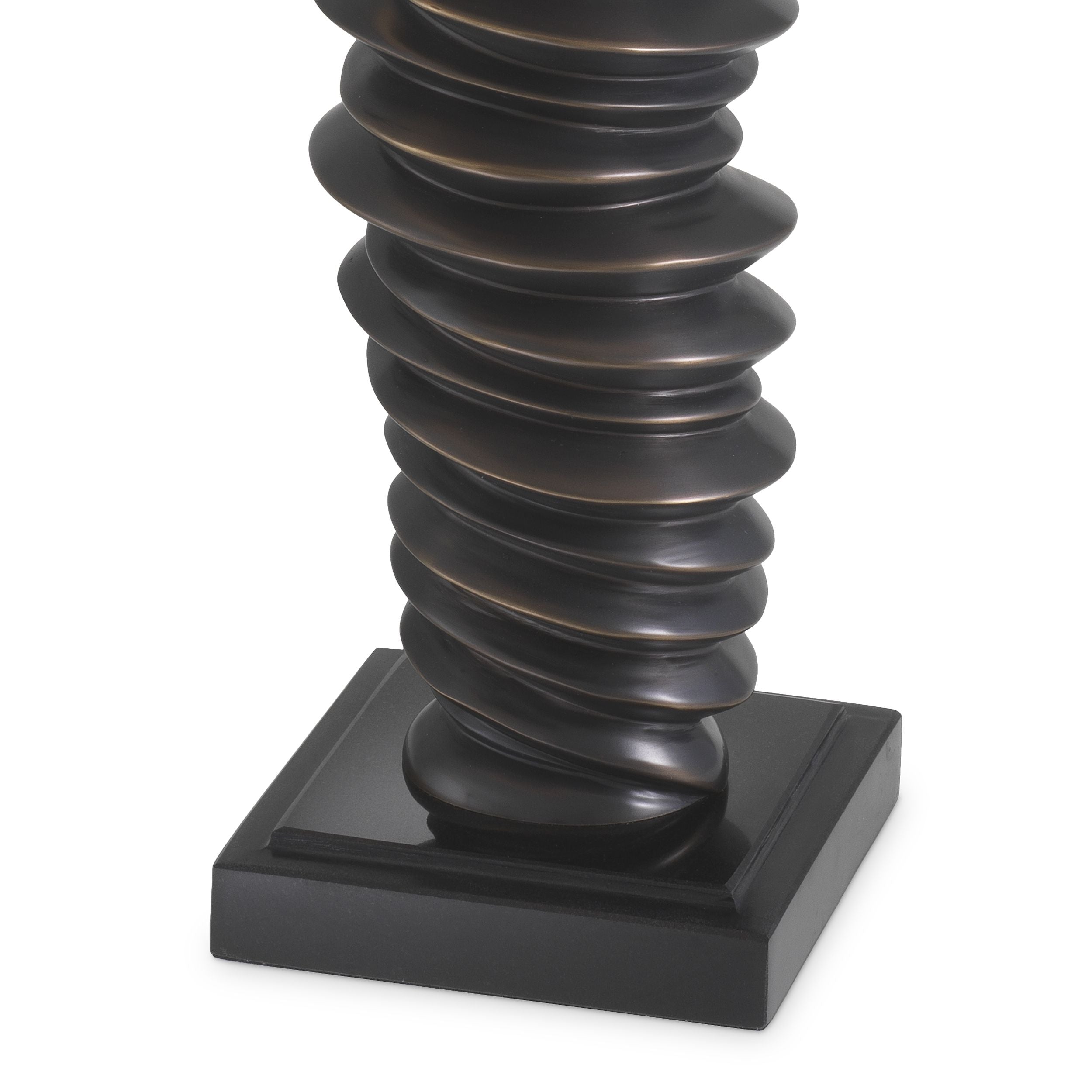 Bronze highlight finish | honed black granite base