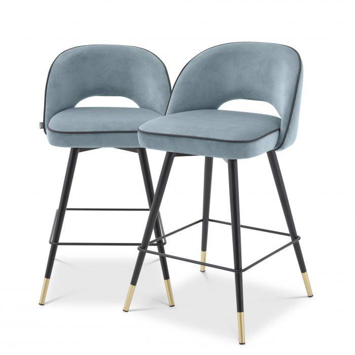 Set of two Eichholtz Cliff bar stools in blue