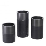 Set of 3 Eichholtz Sierra candle holders, finished in black marble
