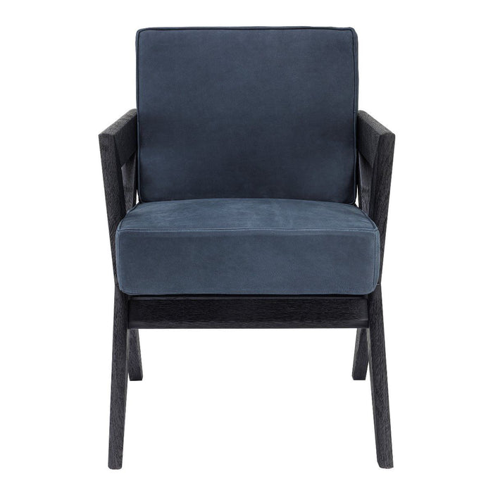Krzesło do jadalni Eichholtz Felippe w nubukowej granatowej skórze