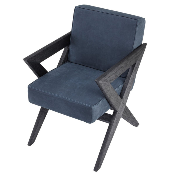 Krzesło do jadalni Eichholtz Felippe w nubukowej granatowej skórze