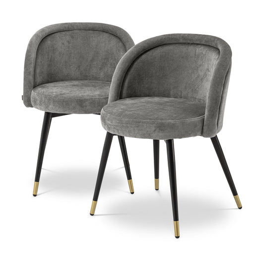 Silla de comedor Eichholtz Chloé, set de 2, en tela gris Clarck