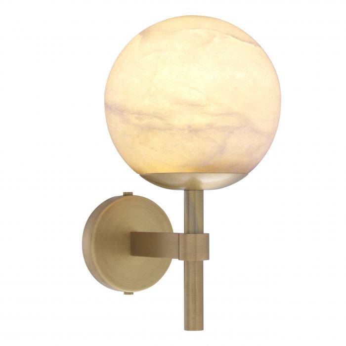 Eichholtz Jade wall lamp, antique brass finish with alabaster