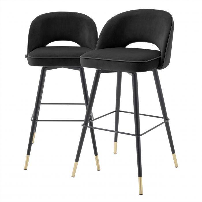 Set of two Eichholtz Cliff black bar stools