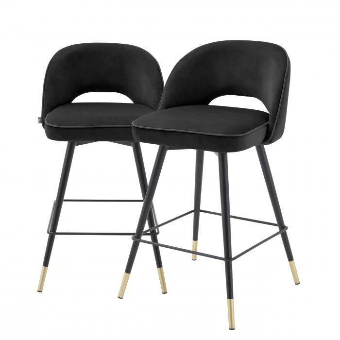 Set of two Eichholtz Cliff bar stools in black