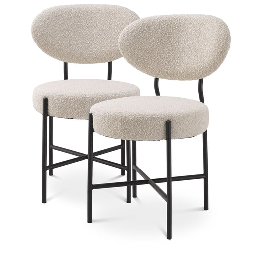 Silla de comedor Eichholtz Vicq, set de 2, en tejido Bouclé color crema
