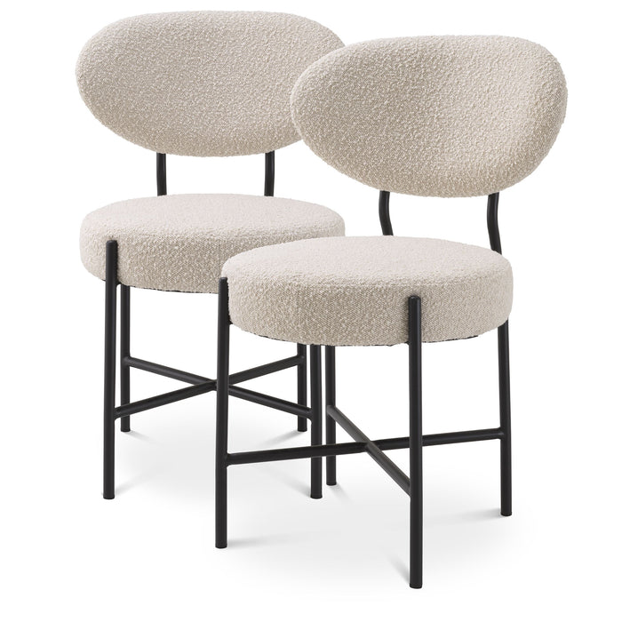 Silla de comedor Eichholtz Vicq, set de 2, en tejido Bouclé color crema