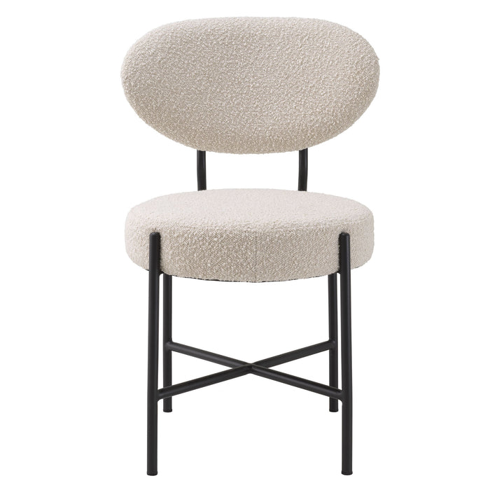 Silla de comedor Eichholtz Vicq, set de 2, en tejido Bouclé color crema