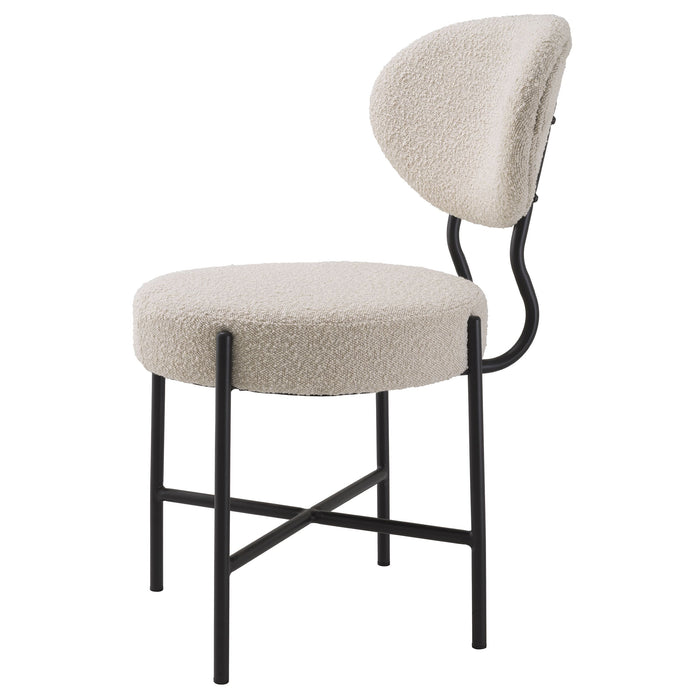 Silla de comedor Eichholtz Vicq, set de 2, en tejido Bouclé color crema