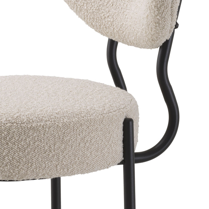 Silla de comedor Eichholtz Vicq, set de 2, en tejido Bouclé color crema