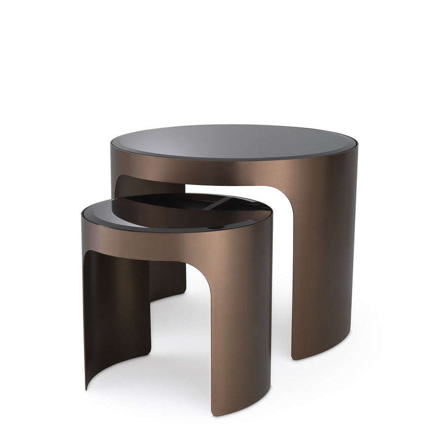 Eichholtz Piemonte Set of 2 Side Tables, Brushed Copper