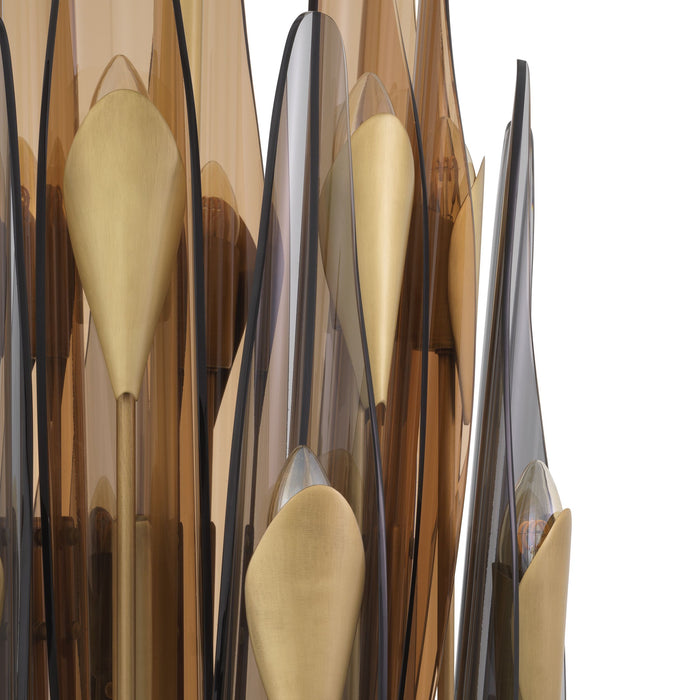 Żyrandol Eichholtz Sky pionowy, wykończenie w antycznym mosiądzu