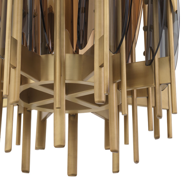 Żyrandol Eichholtz Sky pionowy, wykończenie w antycznym mosiądzu