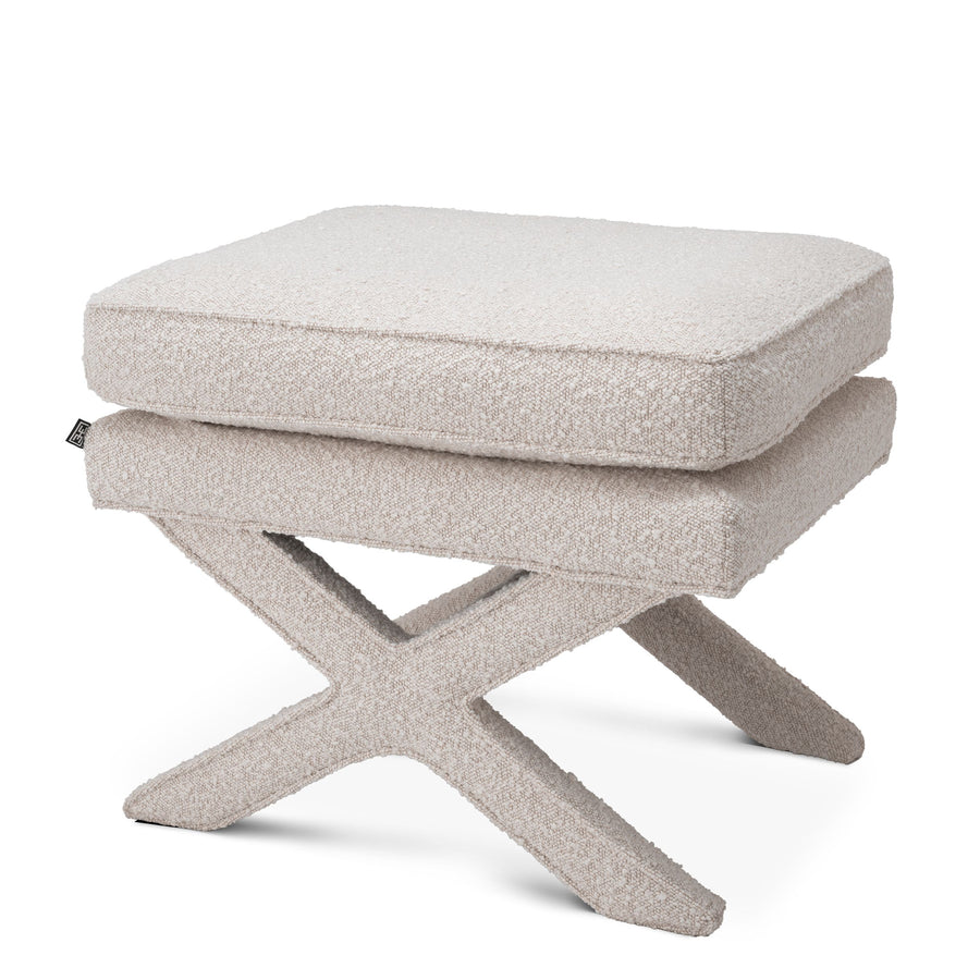 Eichholtz Cordoba ottoman, in Bouclé cream fabric