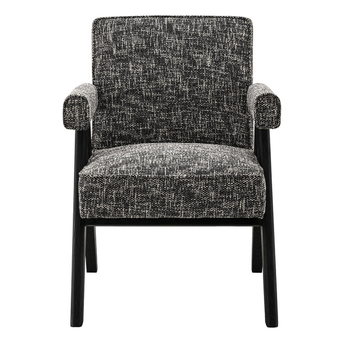 Silla de comedor Eichholtz Greta en tela Cambon negra