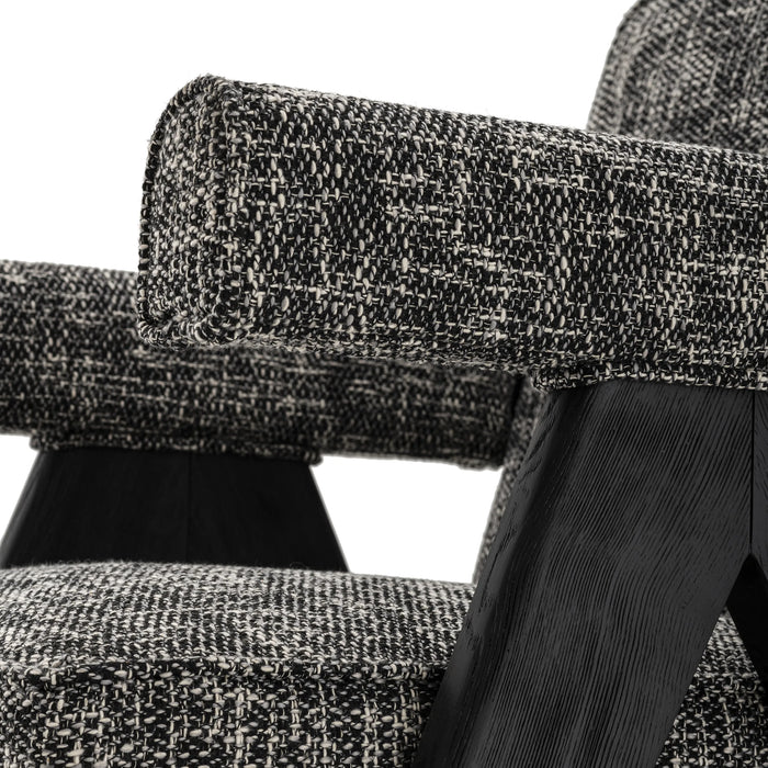 Silla de comedor Eichholtz Greta en tela Cambon negra