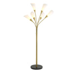 Antique brass finish | white glass | honed black marble base