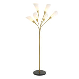 Antique brass finish | white glass | honed black marble base