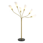 Antique brass finish | white glass | honed black marble base