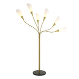 Antique brass finish | white glass | honed black marble base