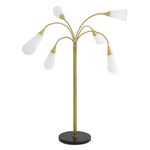 Antique brass finish | white glass | honed black marble base
