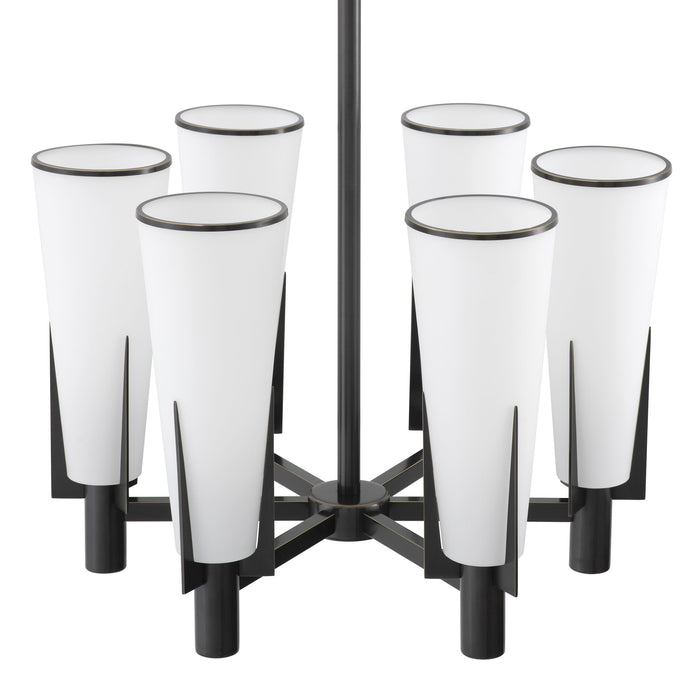 Żyrandol Eichholtz Dino wykończony w brązie i mlecznym szkle