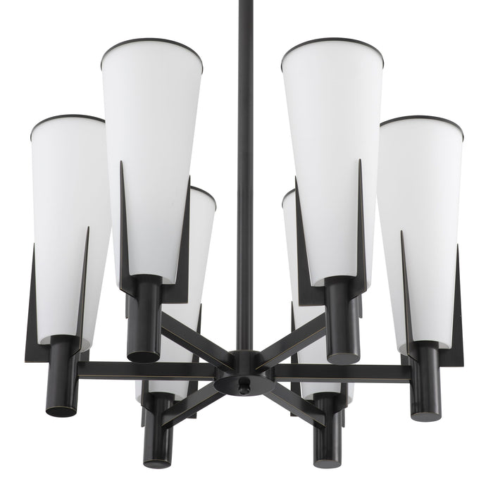 Żyrandol Eichholtz Dino wykończony w brązie i mlecznym szkle