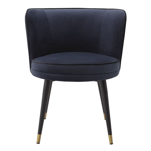 Silla de comedor Eichholtz Grenada en tejido de terciopelo azul medianoche Savona