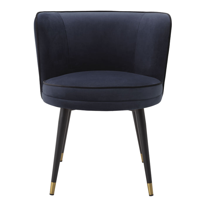 Silla de comedor Eichholtz Grenada en tejido de terciopelo azul medianoche Savona