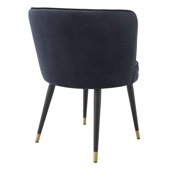 Silla de comedor Eichholtz Grenada en tejido de terciopelo azul medianoche Savona
