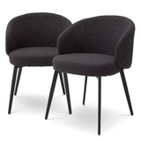 Krzesło do jadalni Eichholtz Lloyd set 2 szt w tkaninie Bouclé black