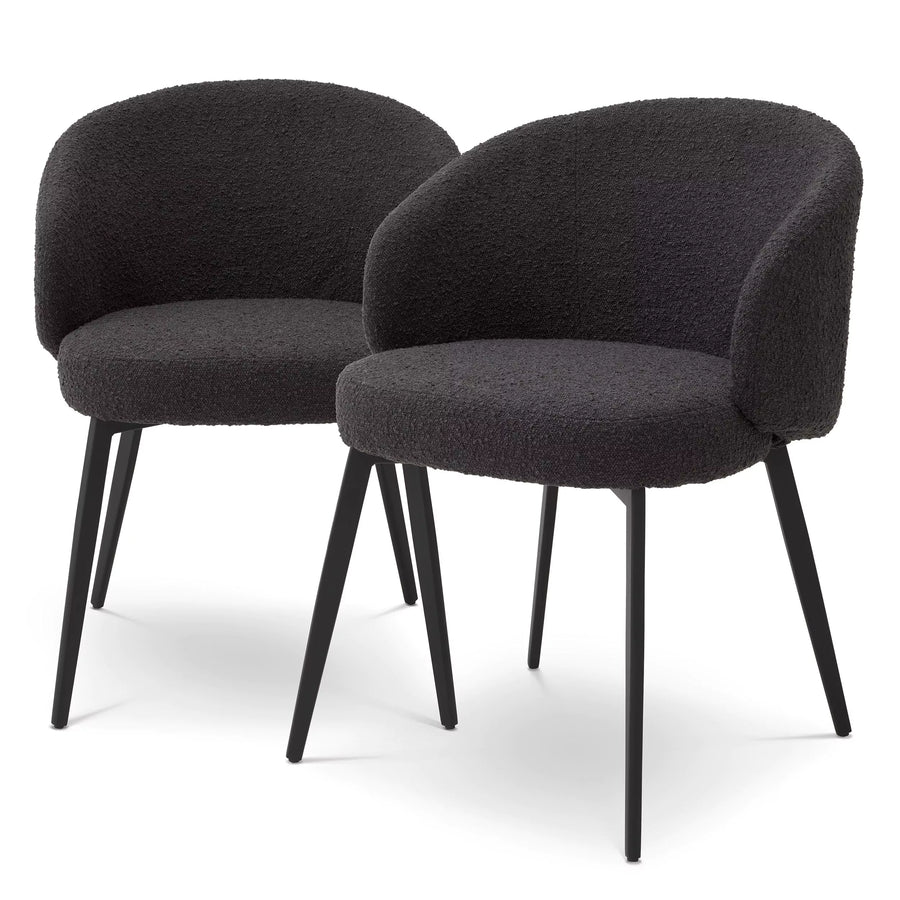 Krzesło do jadalni Eichholtz Lloyd set 2 szt w tkaninie Bouclé black