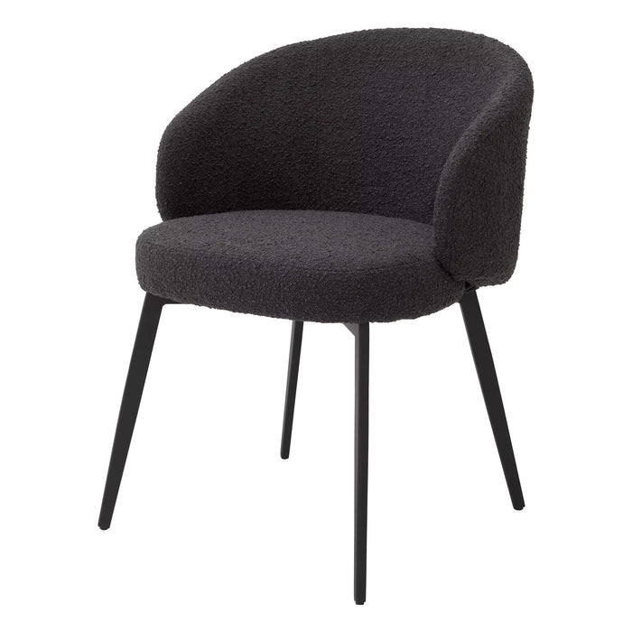 Silla de comedor Eichholtz Lloyd, juego de 2, en tela Bouclé negra