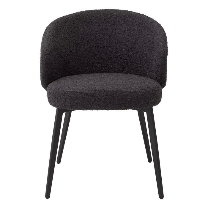 Silla de comedor Eichholtz Lloyd, juego de 2, en tela Bouclé negra