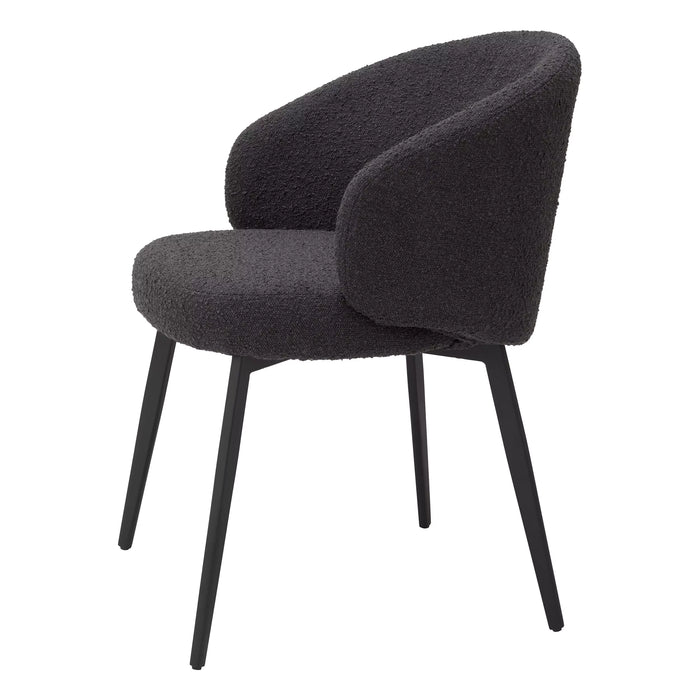 Silla de comedor Eichholtz Lloyd, juego de 2, en tela Bouclé negra