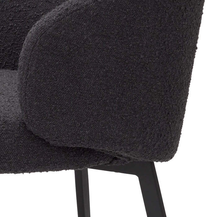 Silla de comedor Eichholtz Lloyd, juego de 2, en tela Bouclé negra