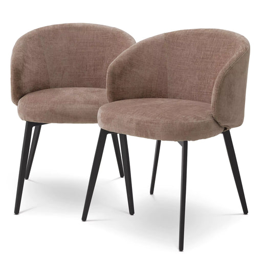 Silla de comedor Eichholtz Lloyd, juego de 2, en tela rosa Sisley