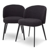 Krzesło do jadalni Eichholtz Lloyd set 2 szt w tkaninie Bouclé black