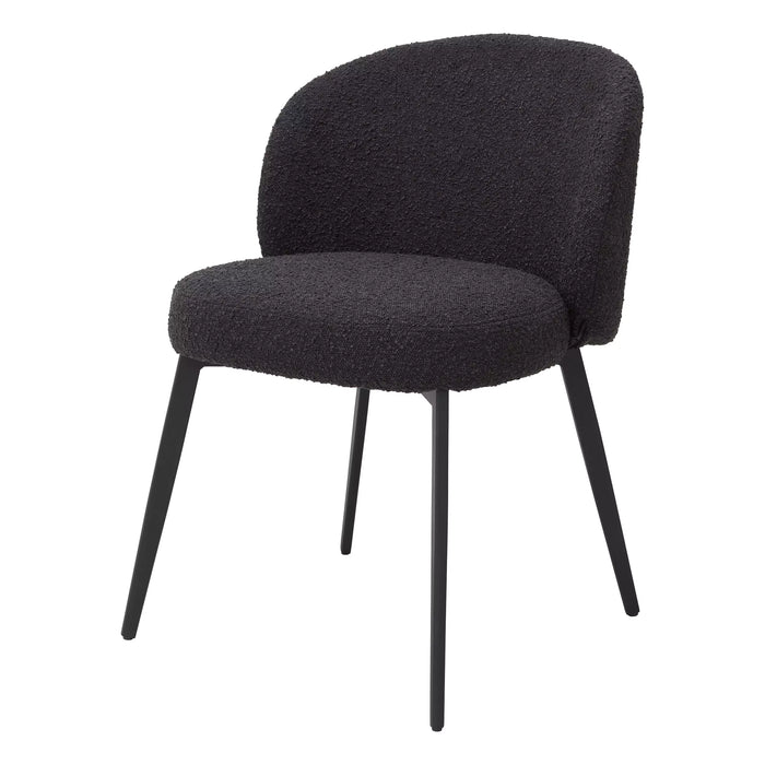 Silla de comedor Eichholtz Lloyd, juego de 2, en tela Bouclé negra