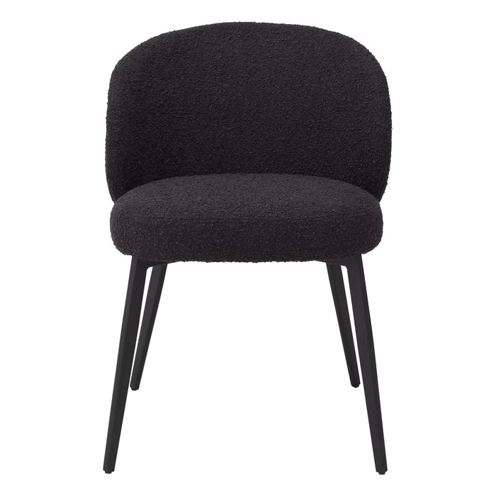 Silla de comedor Eichholtz Lloyd, juego de 2, en tela Bouclé negra