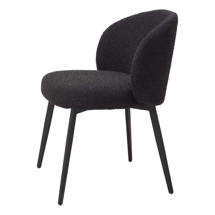 Silla de comedor Eichholtz Lloyd, juego de 2, en tela Bouclé negra
