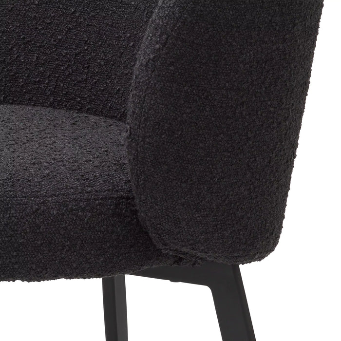 Silla de comedor Eichholtz Lloyd, juego de 2, en tela Bouclé negra