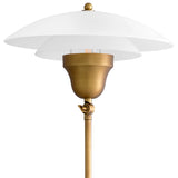 Antique brass finish | white glass | black base