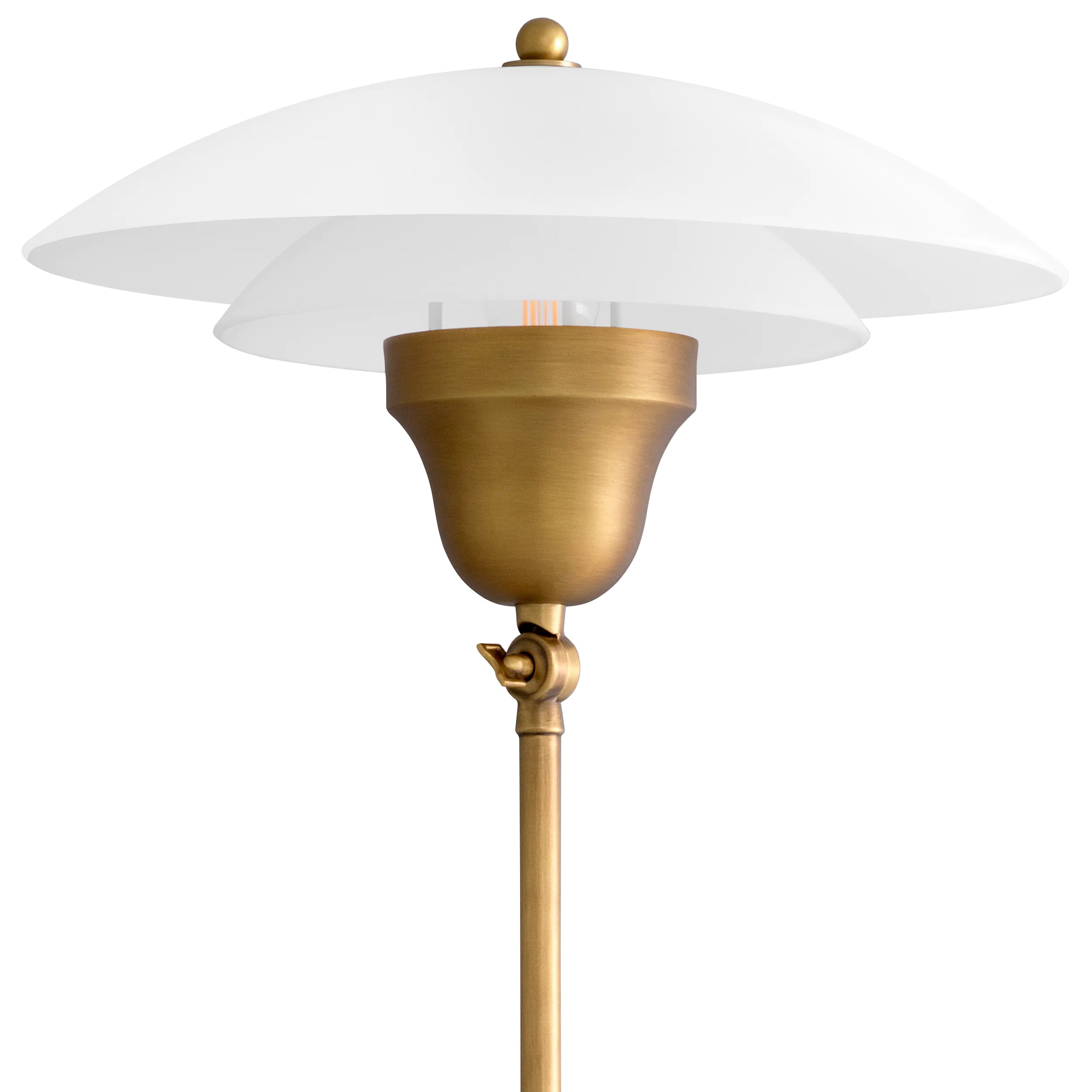 Antique brass finish | white glass | black base