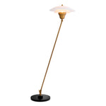 Antique brass finish | white glass | black base