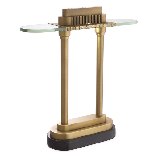 Antique brass finish | clear glass | black marble base